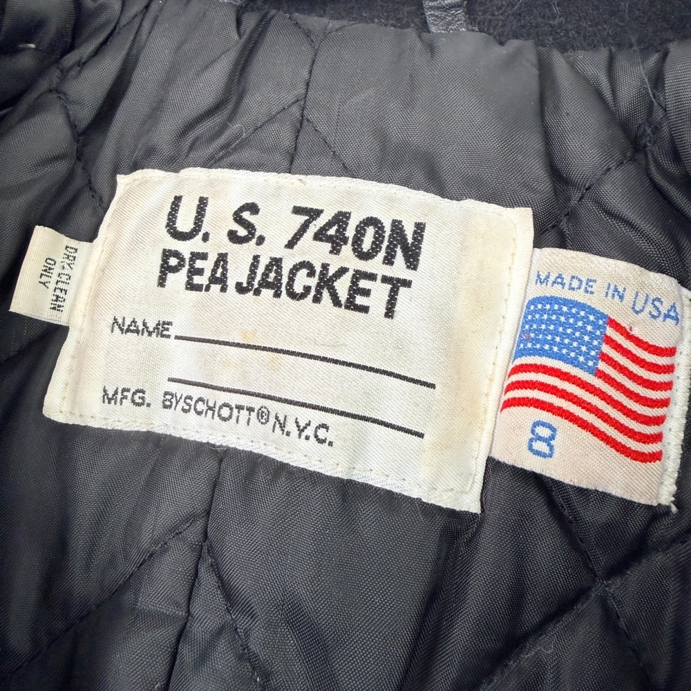 Schott NYC US740N Wool Pea Coat Jacket Womens 8 Navy Blue Made‎ in USA Vintage - Picture 5 of 7